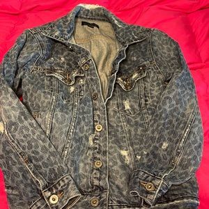 Lucky Brandy leopard jean jacket size medium